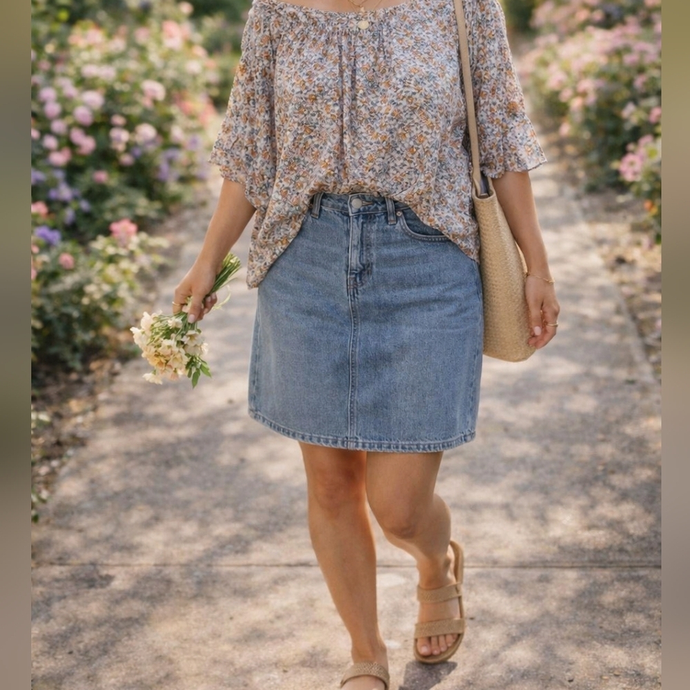 Christopher & Banks Denim Skirt Size 16- Classic Jean Skirt- Casual Staple